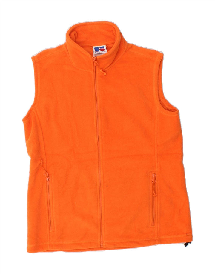 RUSSELL ATHLETIC Womens Fleece Gilet UK 10 Small Orange Polyester Vintage Russell Athletic and Second-Hand Russell Athletic from Messina Hembry 