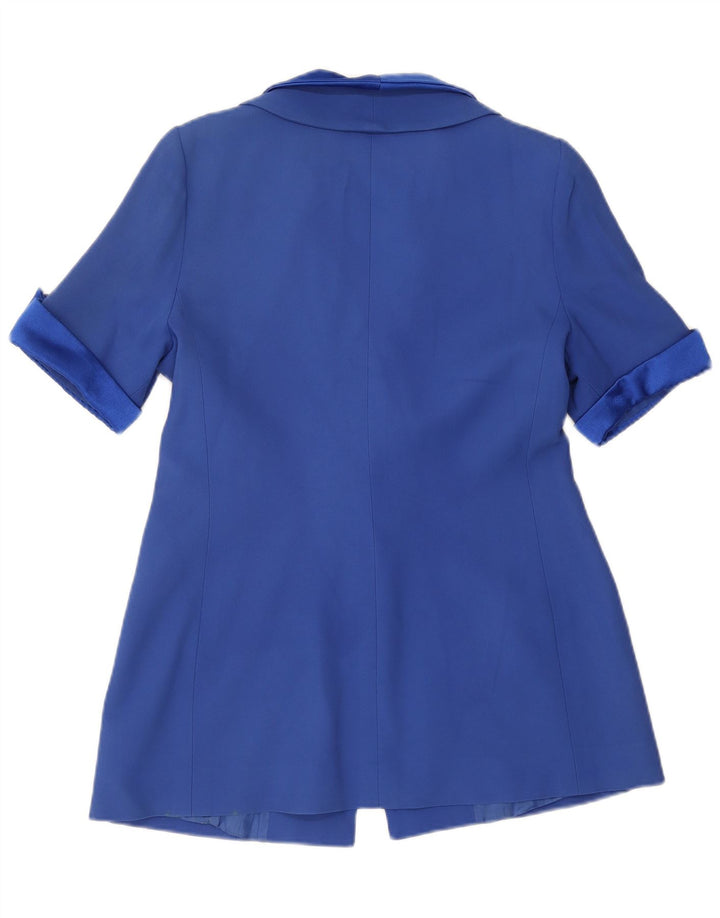 Jachetă catifea pentru femei cu 1 nasture cu mânecă scurtă IT 48 XL Acetat albastru