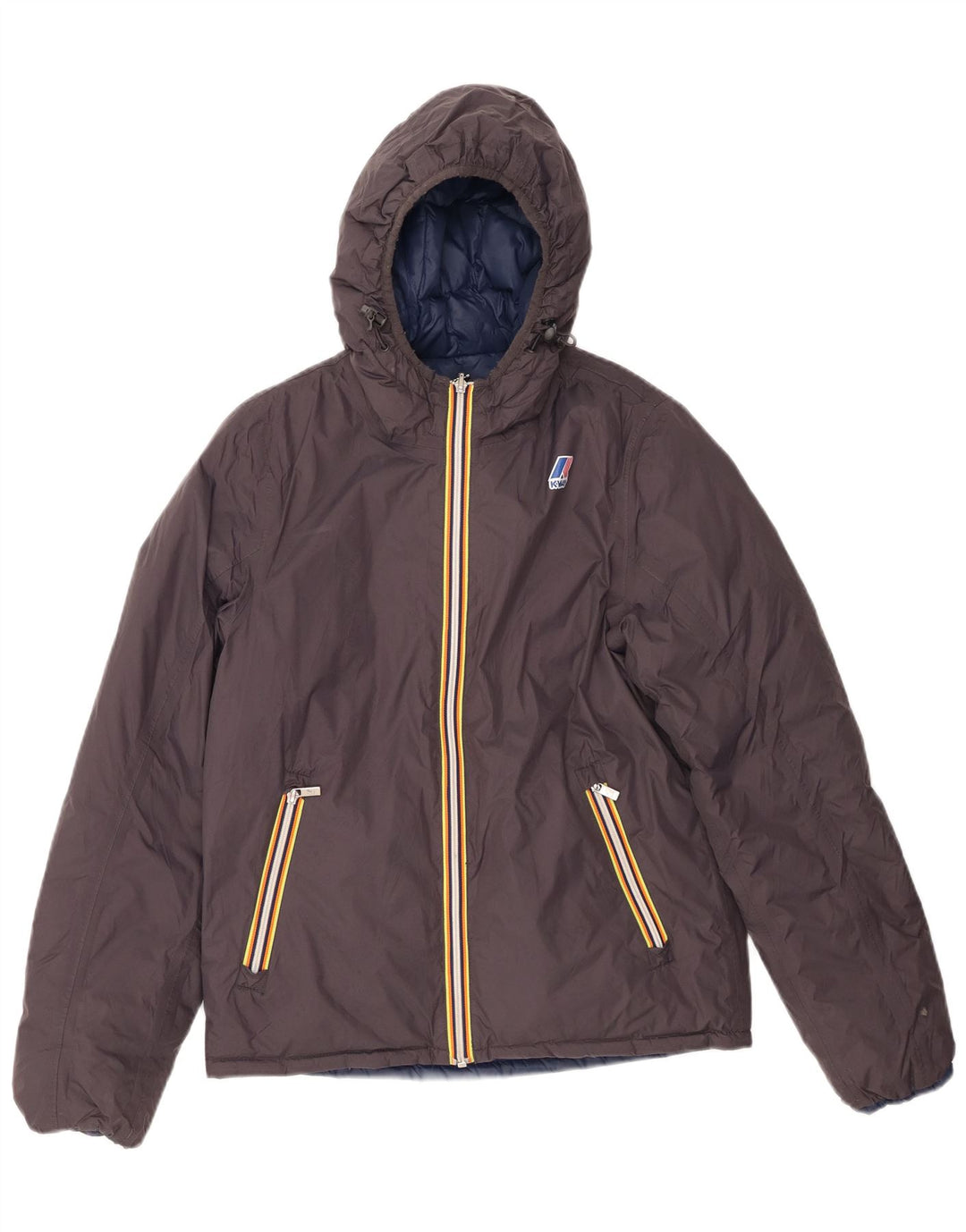 Jachetă căptușită reversibilă cu glugă K-WAY pentru băieți 11-12 ani, gri mic