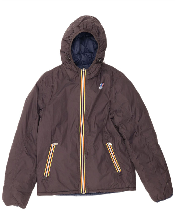 Jachetă căptușită reversibilă cu glugă K-WAY pentru băieți 11-12 ani, gri mic