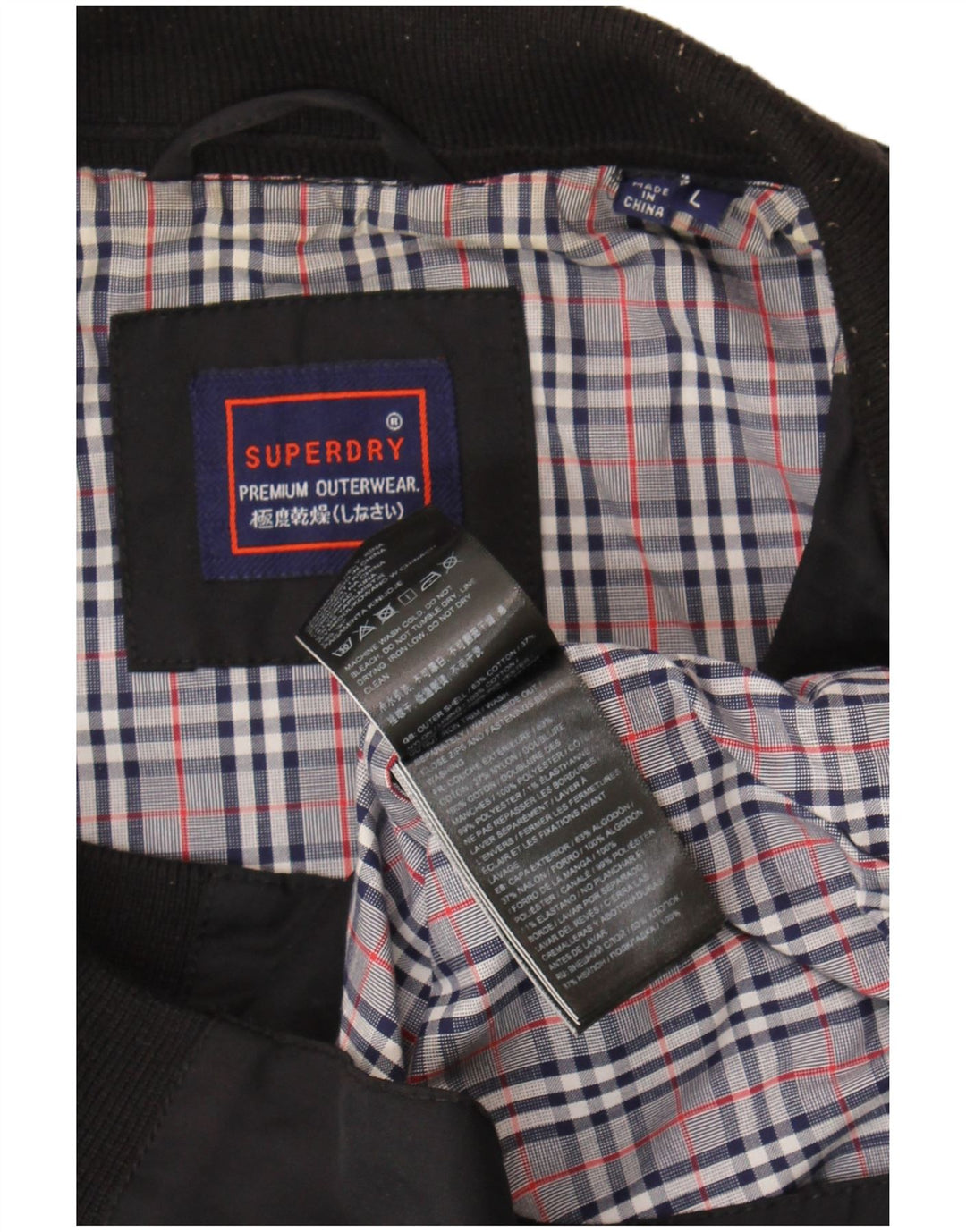 Jachetă Bomber Superdry pentru bărbați UK 40, mare, negru, bumbac
