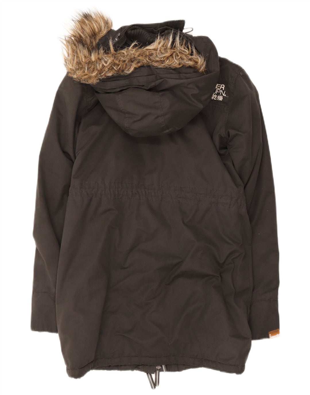 Jachetă parka Sherpa cu glugă Superdry pentru femei UK 12 Poliester mediu negru