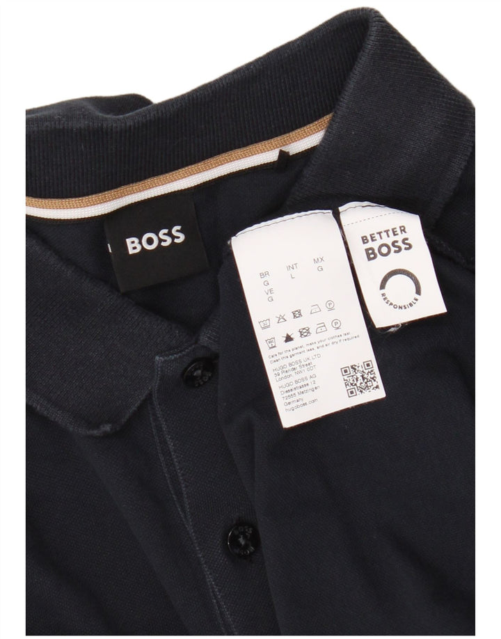 Tricou polo pentru bărbați Hugo Boss, bumbac, albastru bleumarin mediu