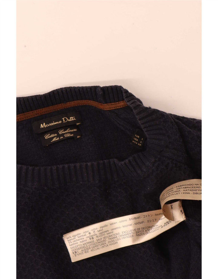 Massimo Dutti Pulover pentru bărbați cu gât de barcă, mare din bumbac bleumarin