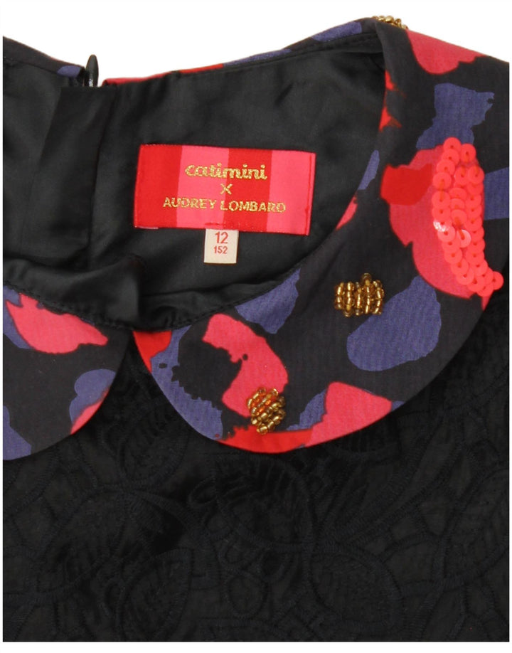 Rochie Catimini Fete Basic 11-12 Ani Negru Floral Poliester