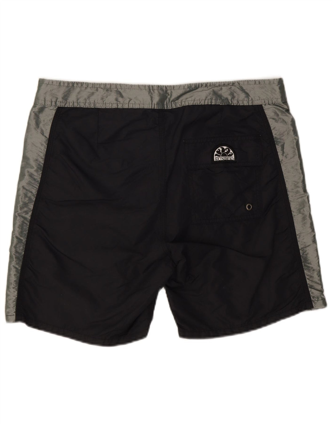 Pantaloni scurți de înot grafic SUNDEK pentru bărbați, nailon colorblock medii, negru