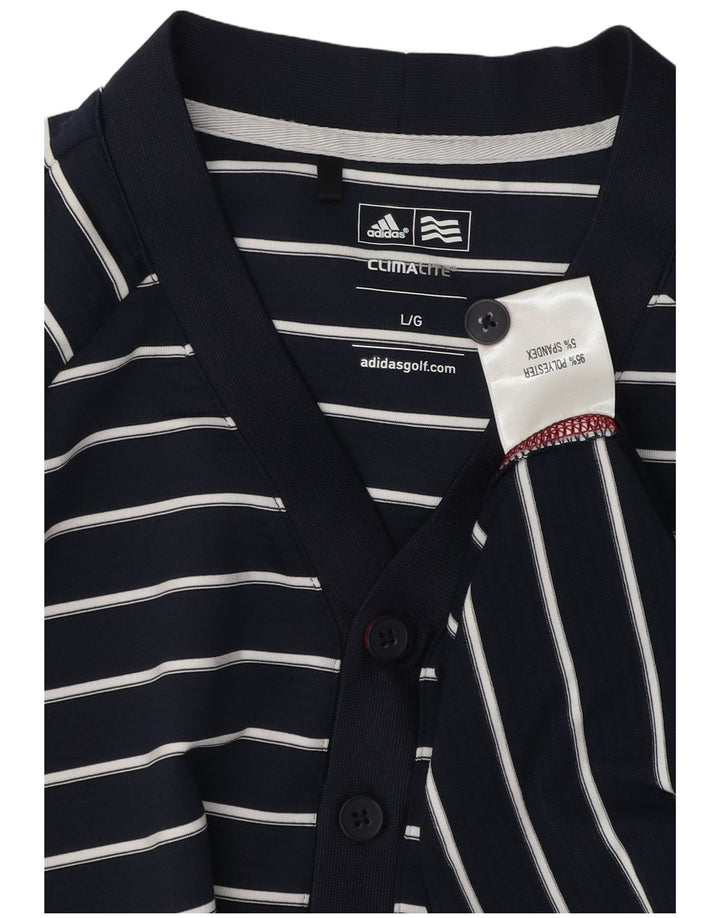 Hanorac pentru bărbați Adidas Climalite Jumper mare, bleumarin, poliester cu dungi