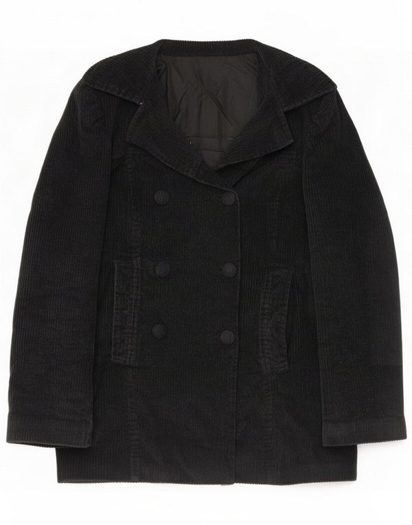 Vintage Womens Double Breasted velur Blazer Jacket UK 14 Medium Black