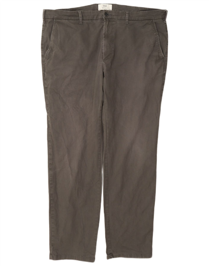 Pantaloni chino pentru bărbați Marks & Spencer, cu ajustare normală, L40 L33, bumbac gri