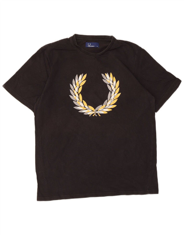 Tricou grafic Fred Perry pentru bărbați Top mediu din bumbac negru