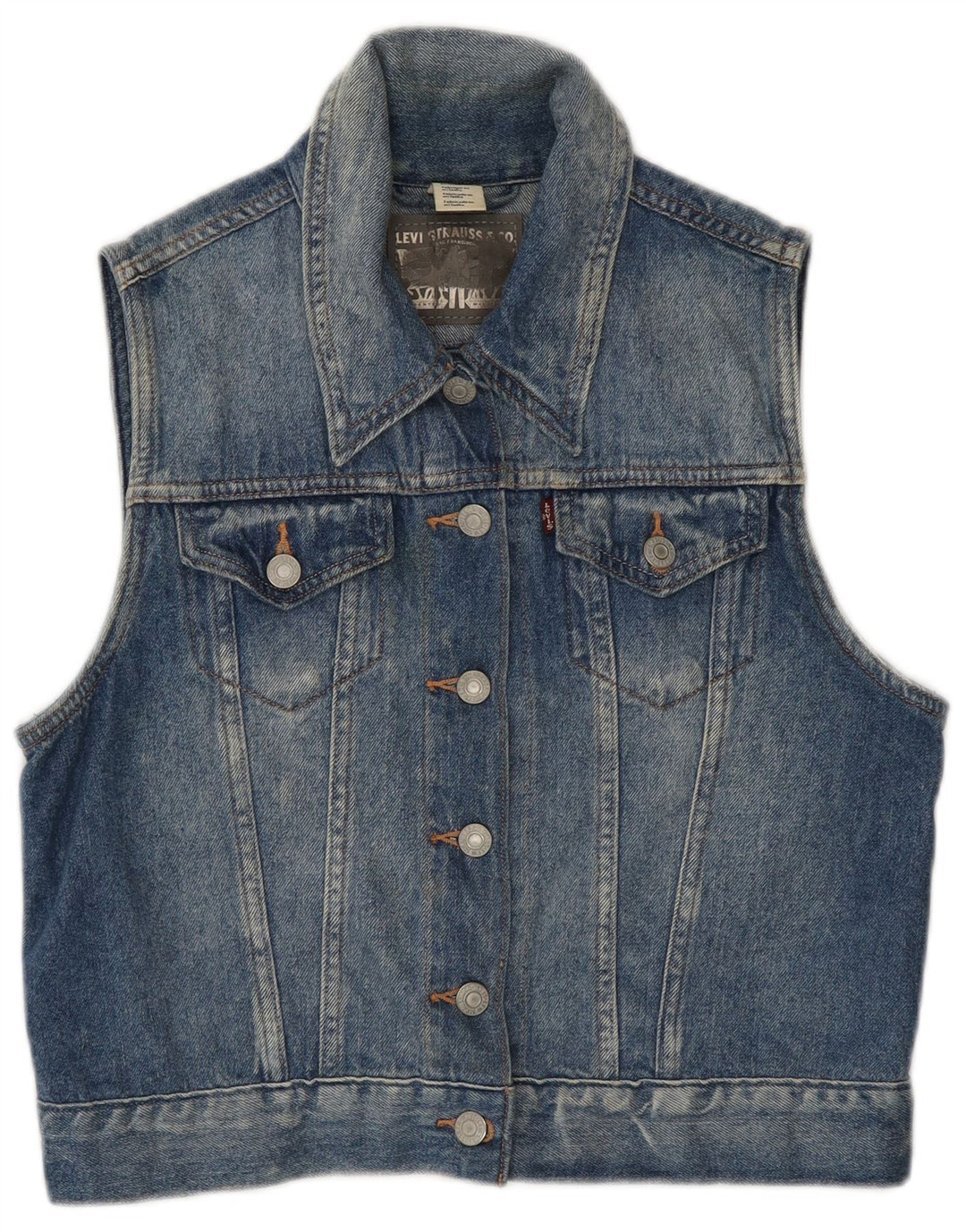Gilet pentru femei Levi's Crop Denim UK 12 Medium Blue Bumbac