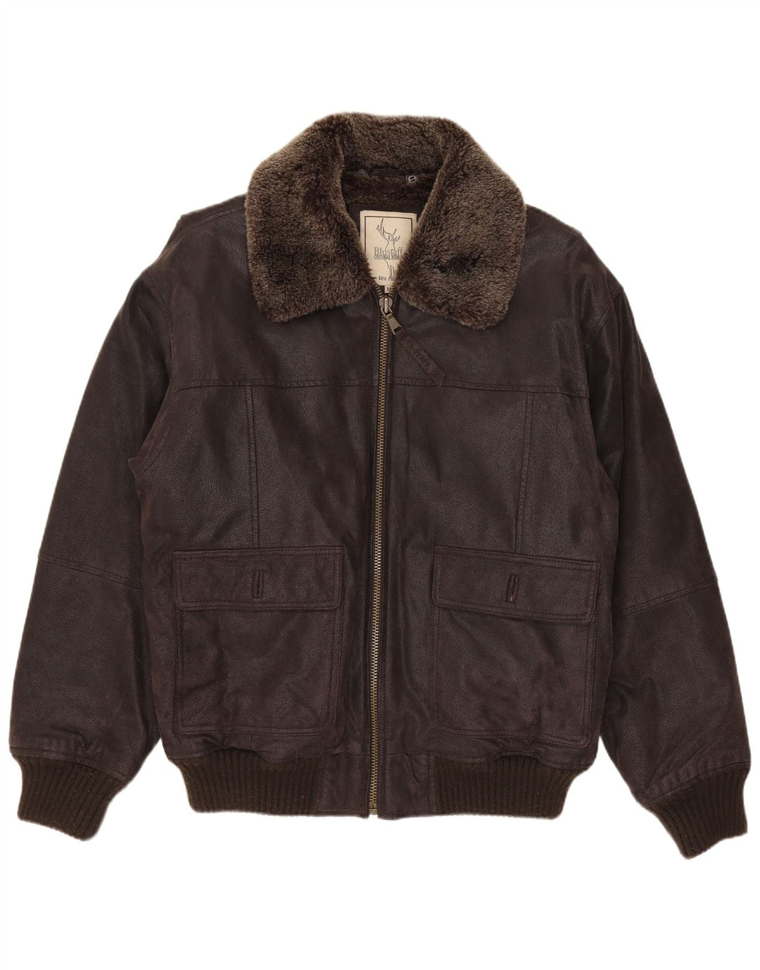 Blustaff Bărbați Bomber Shearling Jacket UK 38 Medium Brown Piele
