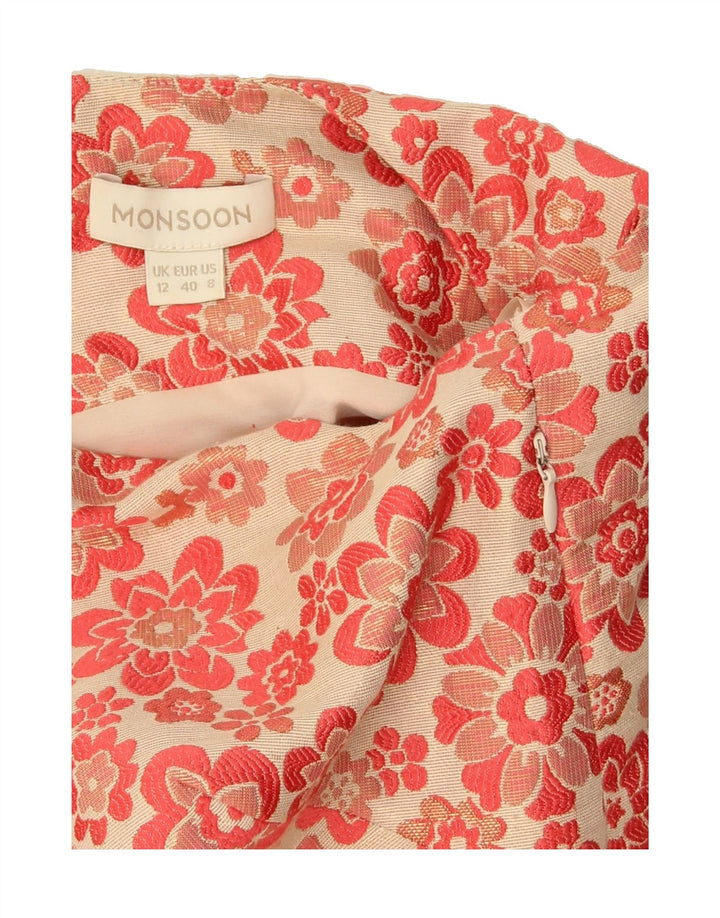MONSOON Womens Sleeveless Sheath Dress UK 12 Medium Pink Floral Polyester Vintage Monsoon and Second-Hand Monsoon from Messina Hembry 