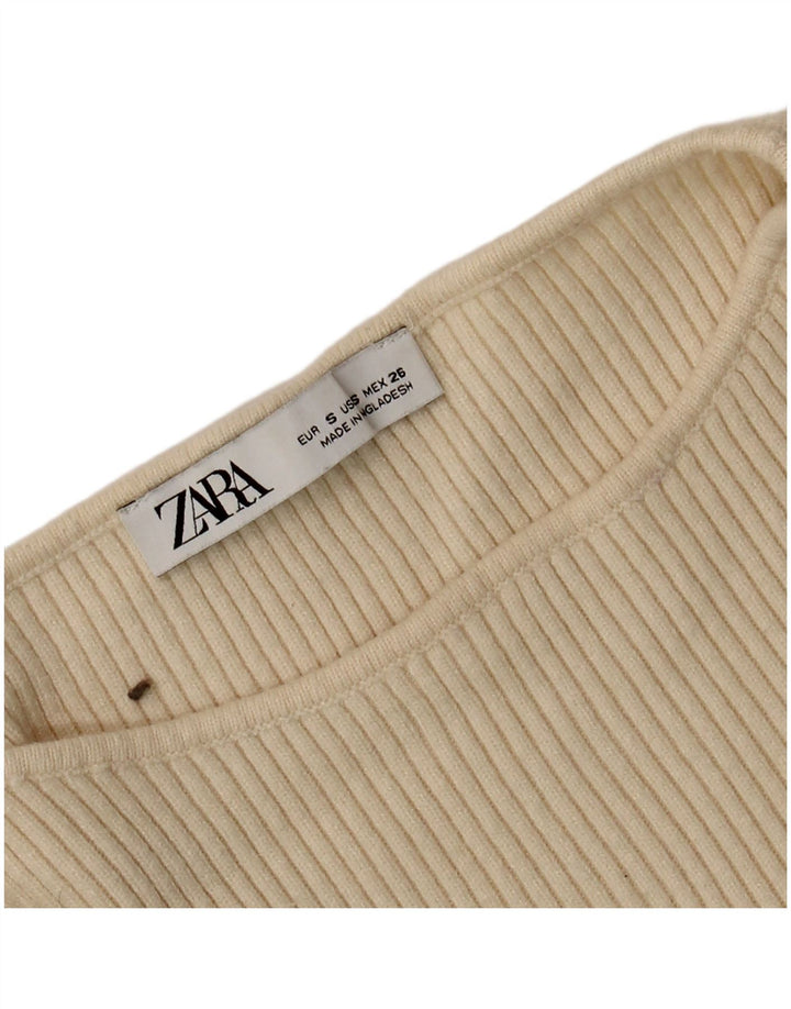 Crop Top pentru femei Zara cu mânecă lungă UK 8 Small Bej