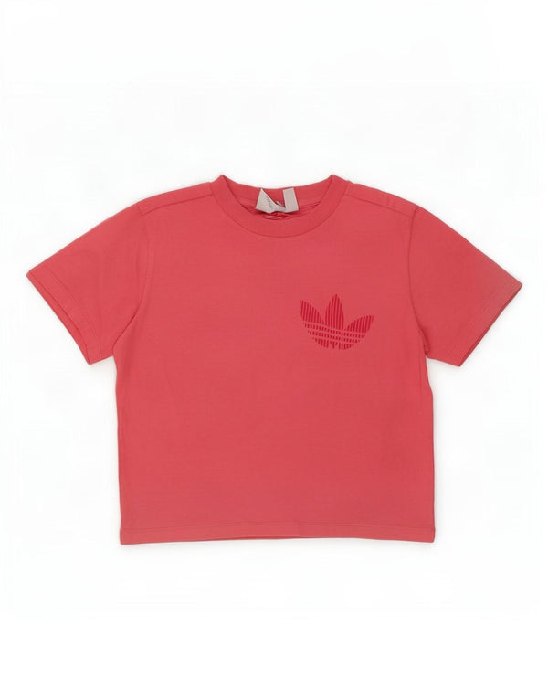 Tricou cu grafic crop Adidas pentru femei Top UK 10 Small Pink Bumbac