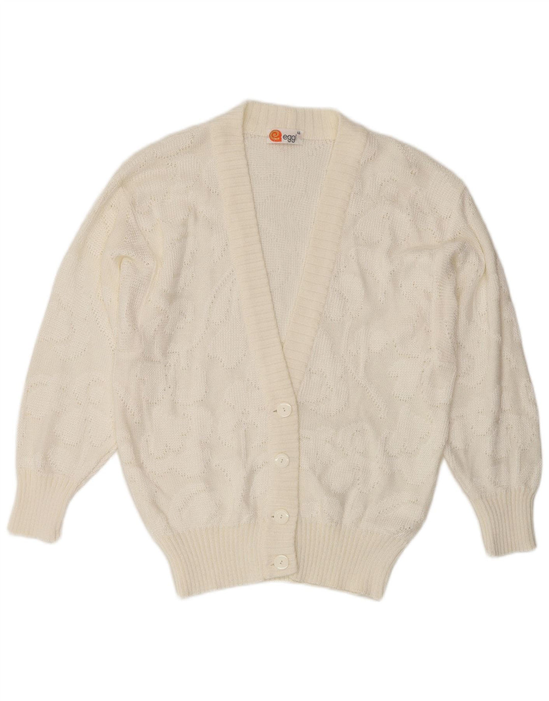 Pulover Cardigan Vintage pentru femei IT 46 Acrilic alb mare