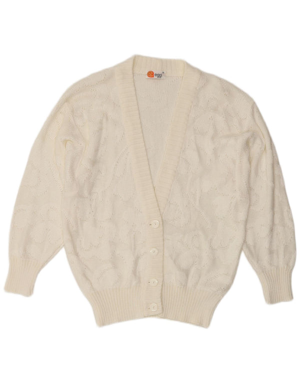 Pulover Cardigan Vintage pentru femei IT 46 Acrilic alb mare