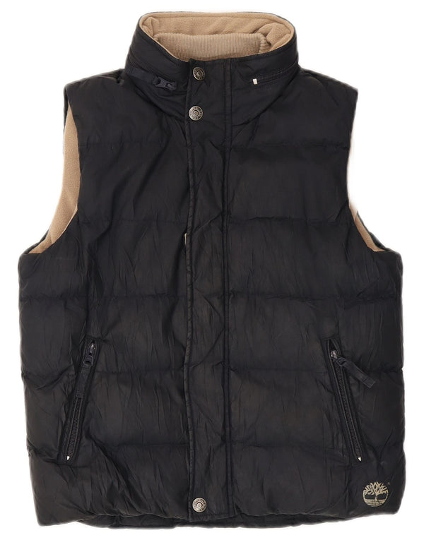 Gilet căptușit cu glugă grafic Timberland pentru băieți, 9-10 ani, poliester bleumarin
