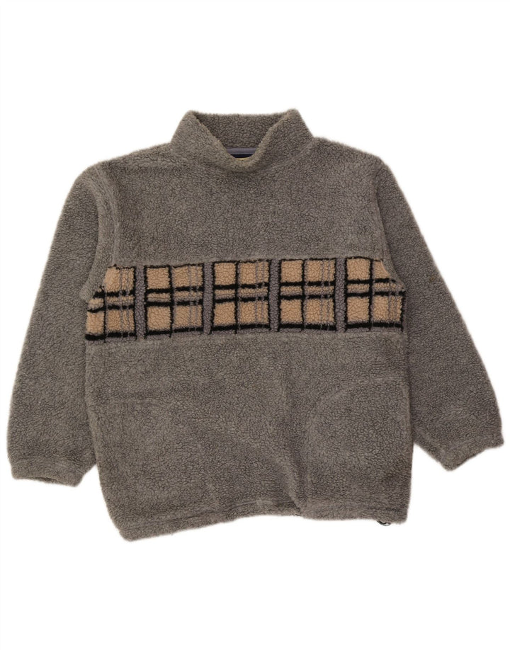 Pulover vintage pentru bărbați din lână, gri mediu, geometric