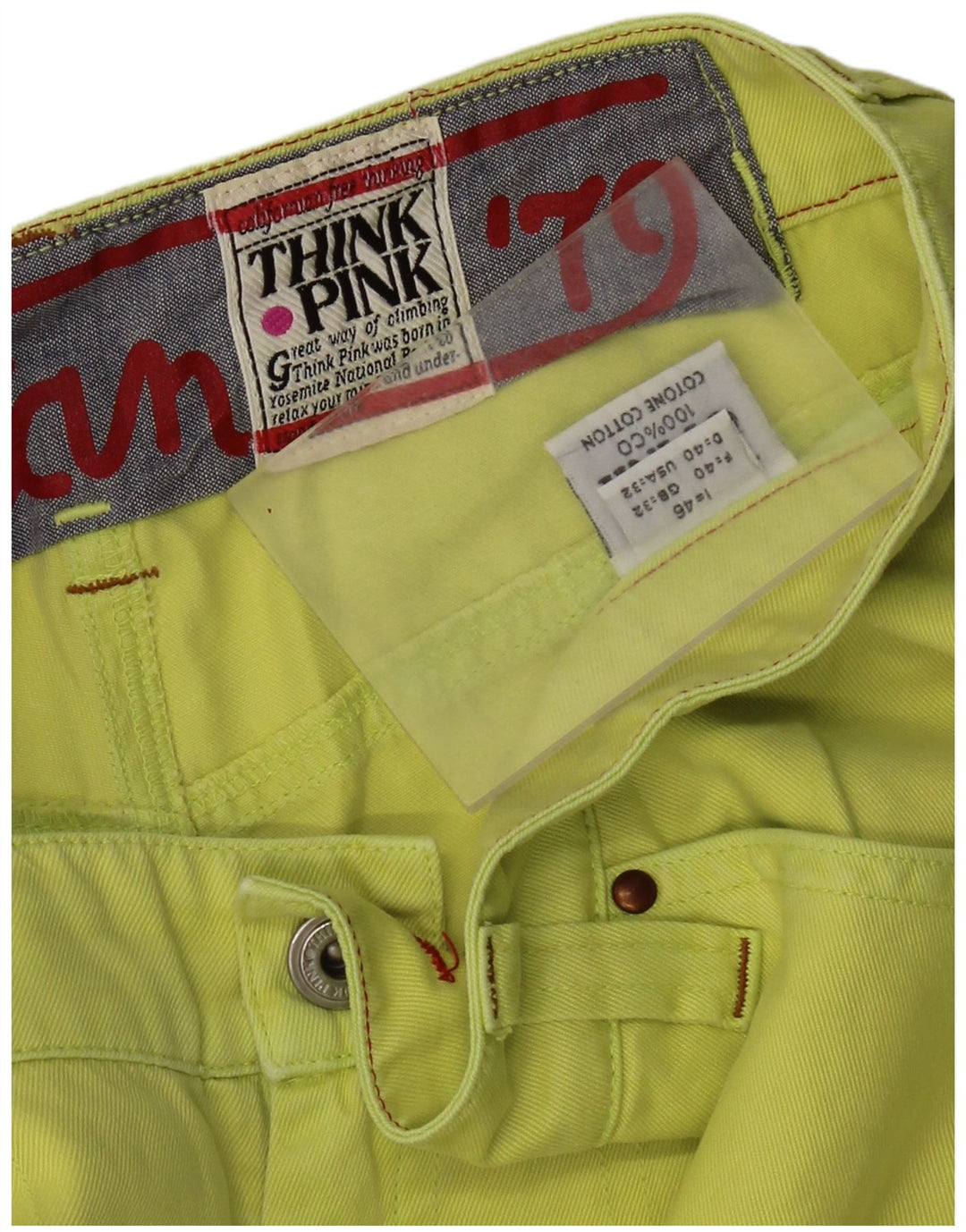 Pantaloni cargo drepti pentru femei Think Pink IT 46 Large W32 L33 Green Bumbac