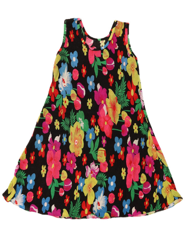 Vintage Womens Sleeveless A-Line Dress UK 14 Medium Multicoloured Floral