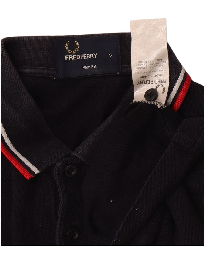 Cămașă polo pentru bărbați Fred Perry slim fit, bumbac negru mic