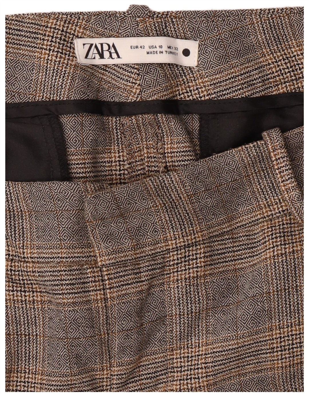 Pantaloni chino pentru femei ZARA Slim Fit EU 42 Large W32 L27 Gri Check