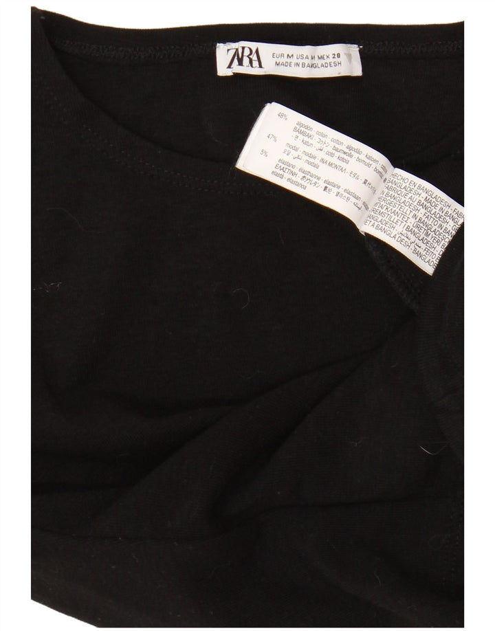 Tricou Crop pentru femei Zara UK 12 Bumbac mediu negru