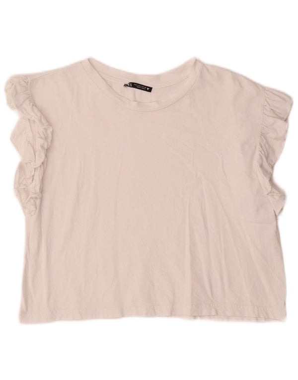 Top Bluză Crop ZARA pentru femei UK 10 Small Off White