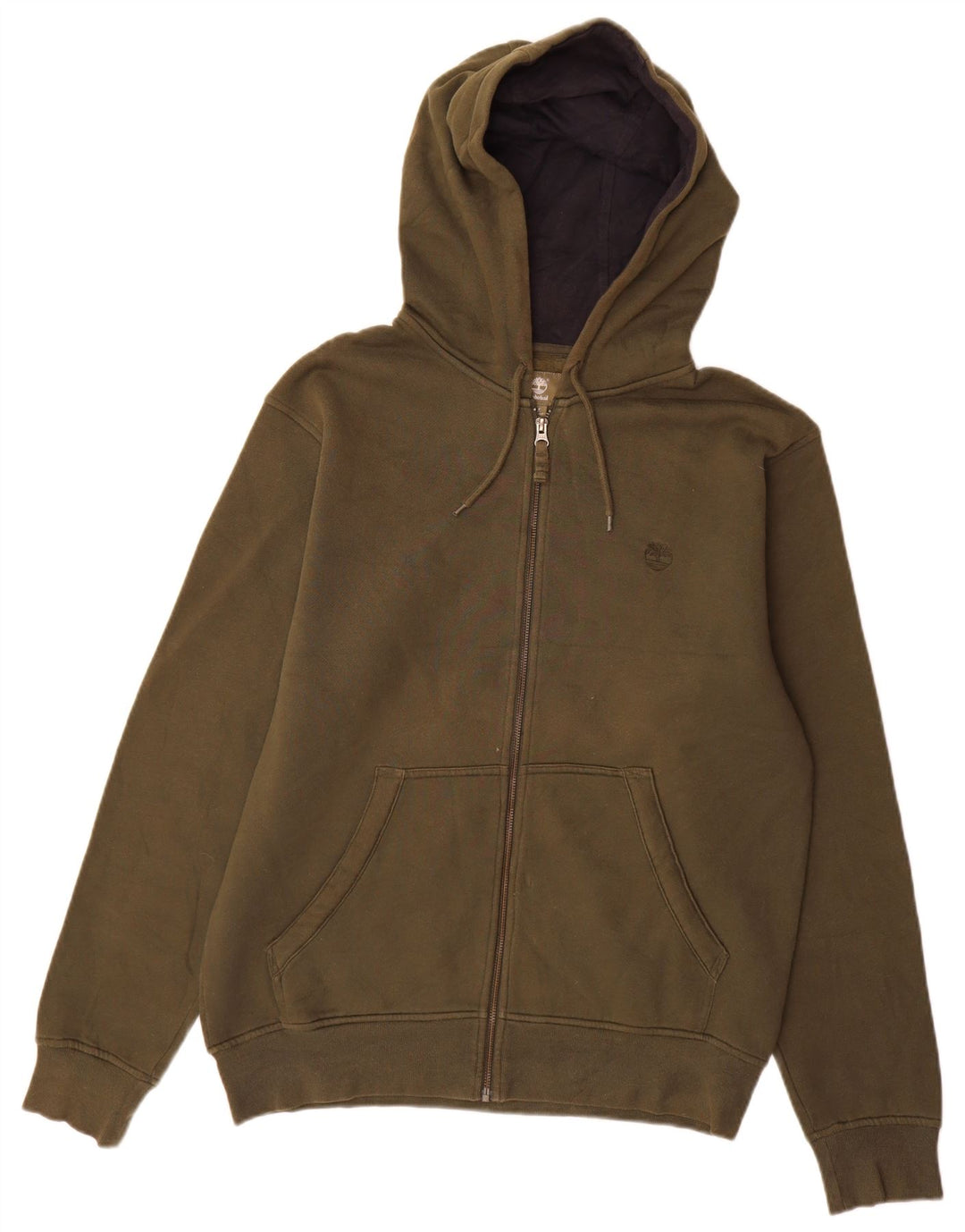 Pulover Timberland Regular Fit, cu fermoar, bumbac kaki mediu