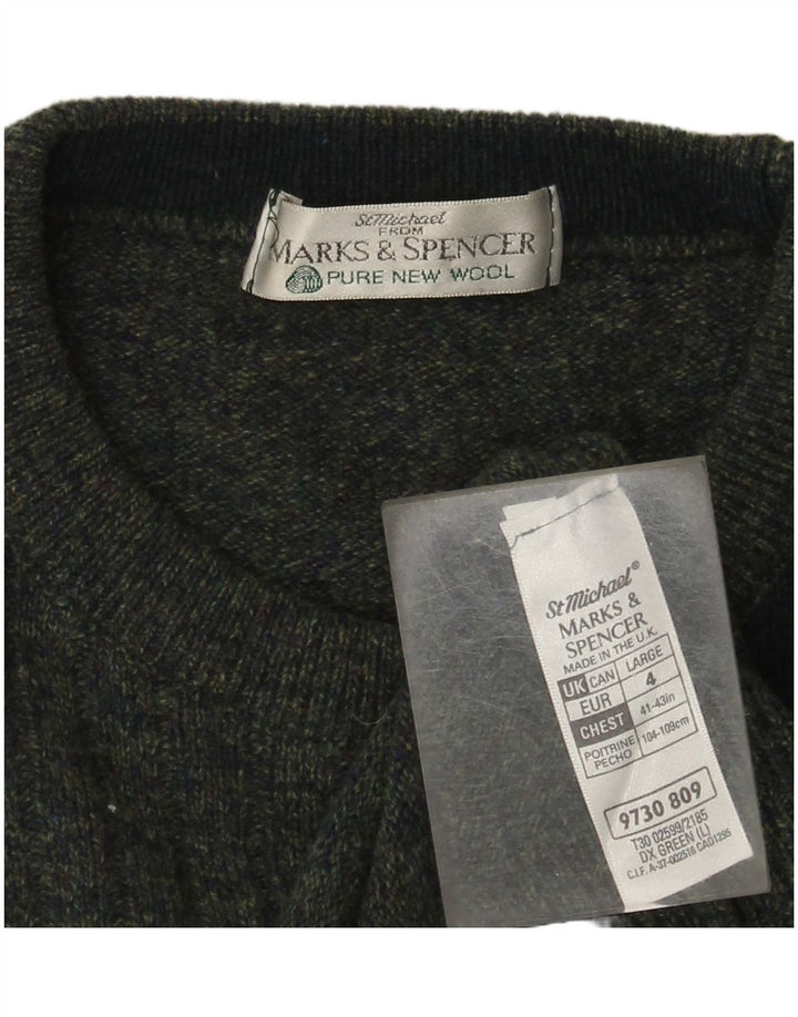 Pulover Marks & Spencer pentru bărbați, cu gât roșu, mare, verde