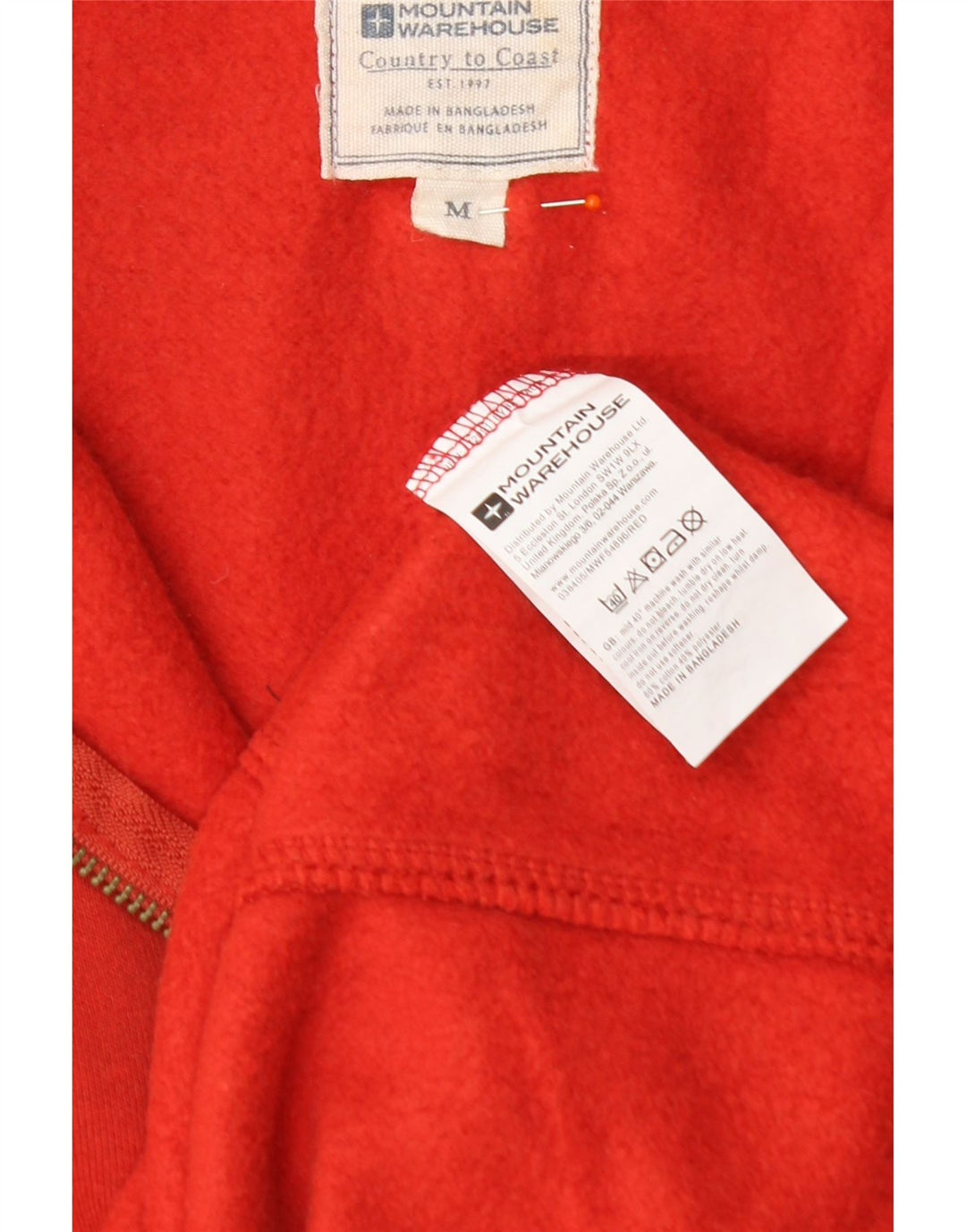MOUNTAIN WAREHOUSE Mens Zip Neck Sweatshirt Jumper Medium Orange Cotton Vintage Mountain Warehouse and Second-Hand Mountain Warehouse from Messina Hembry 