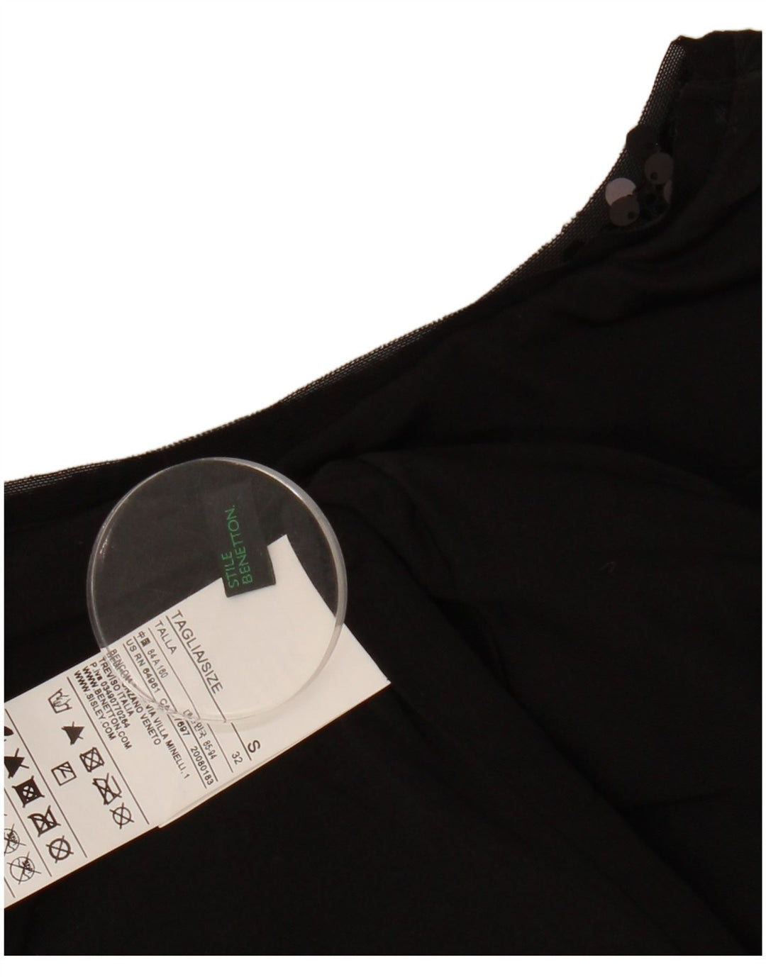 BENETTON Rochie fără mâneci pentru femei UK 10 Poliester negru mic
