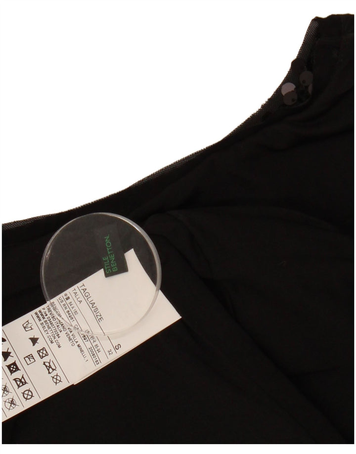 BENETTON Rochie fără mâneci pentru femei UK 10 Poliester negru mic