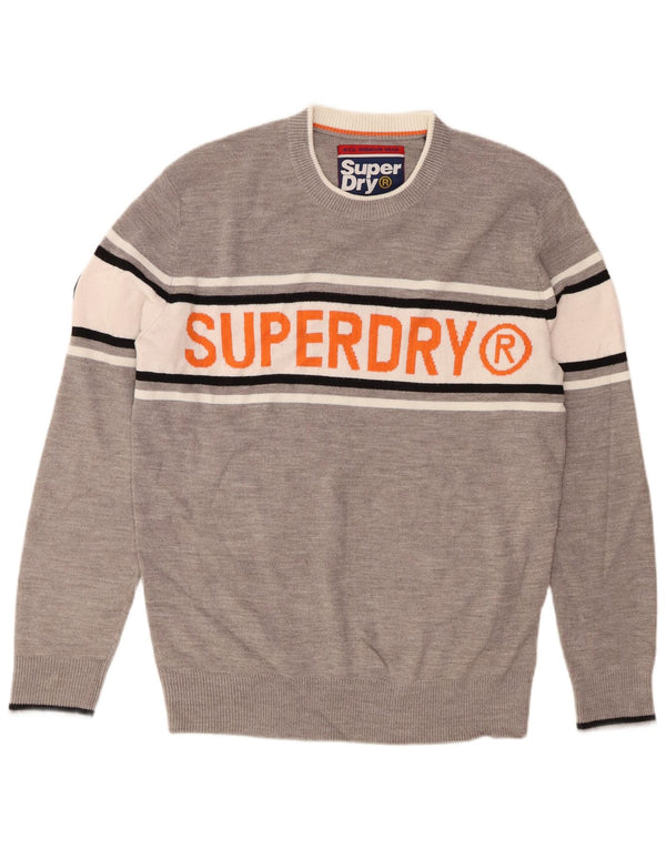 Pulover Superdry pentru bărbați cu decolteu rotund, XL, gri, acrilic color bloc