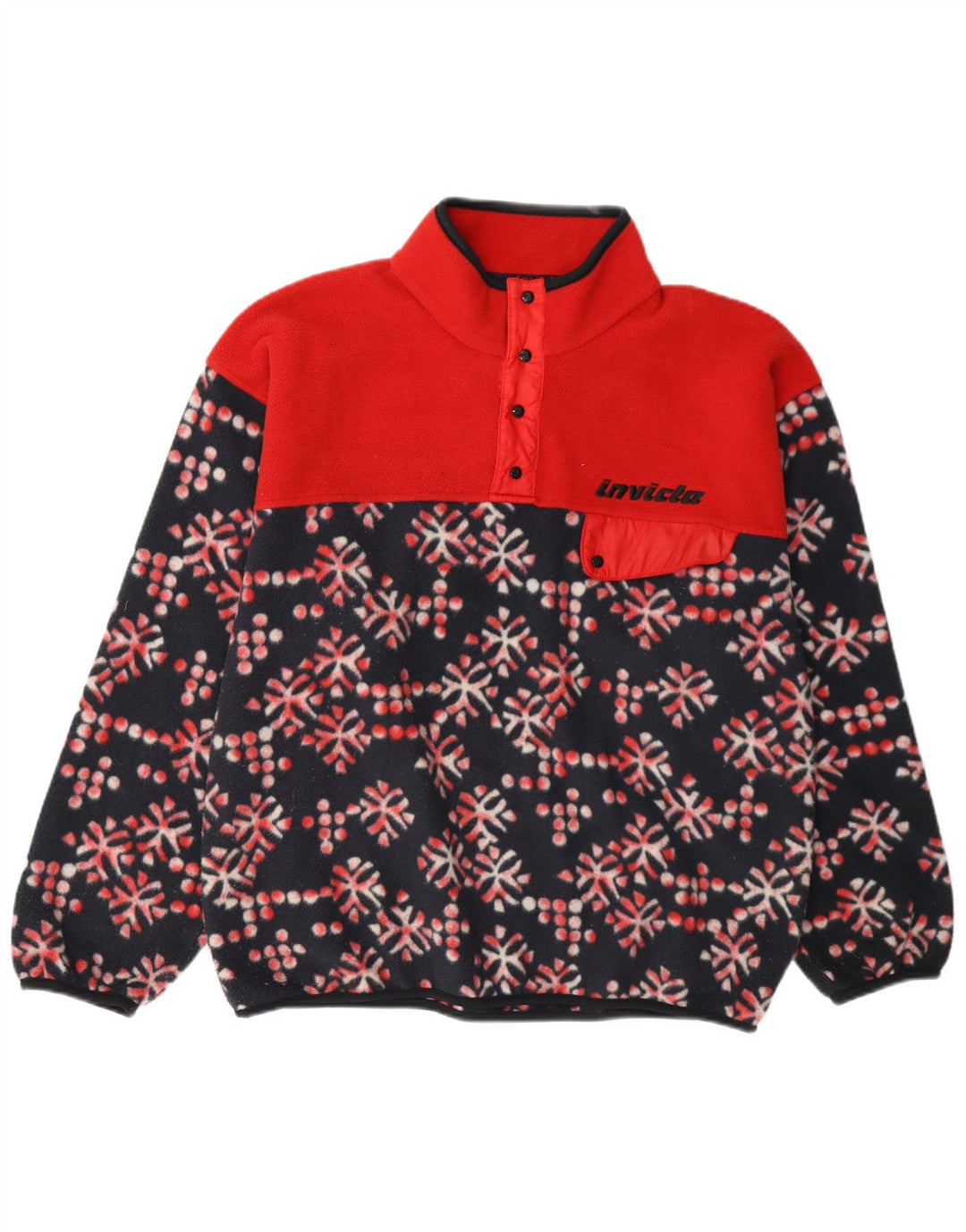 Pulover pentru bărbați Invicta, cu gât cu nasturi, fleece, mediu, multicolor, floral