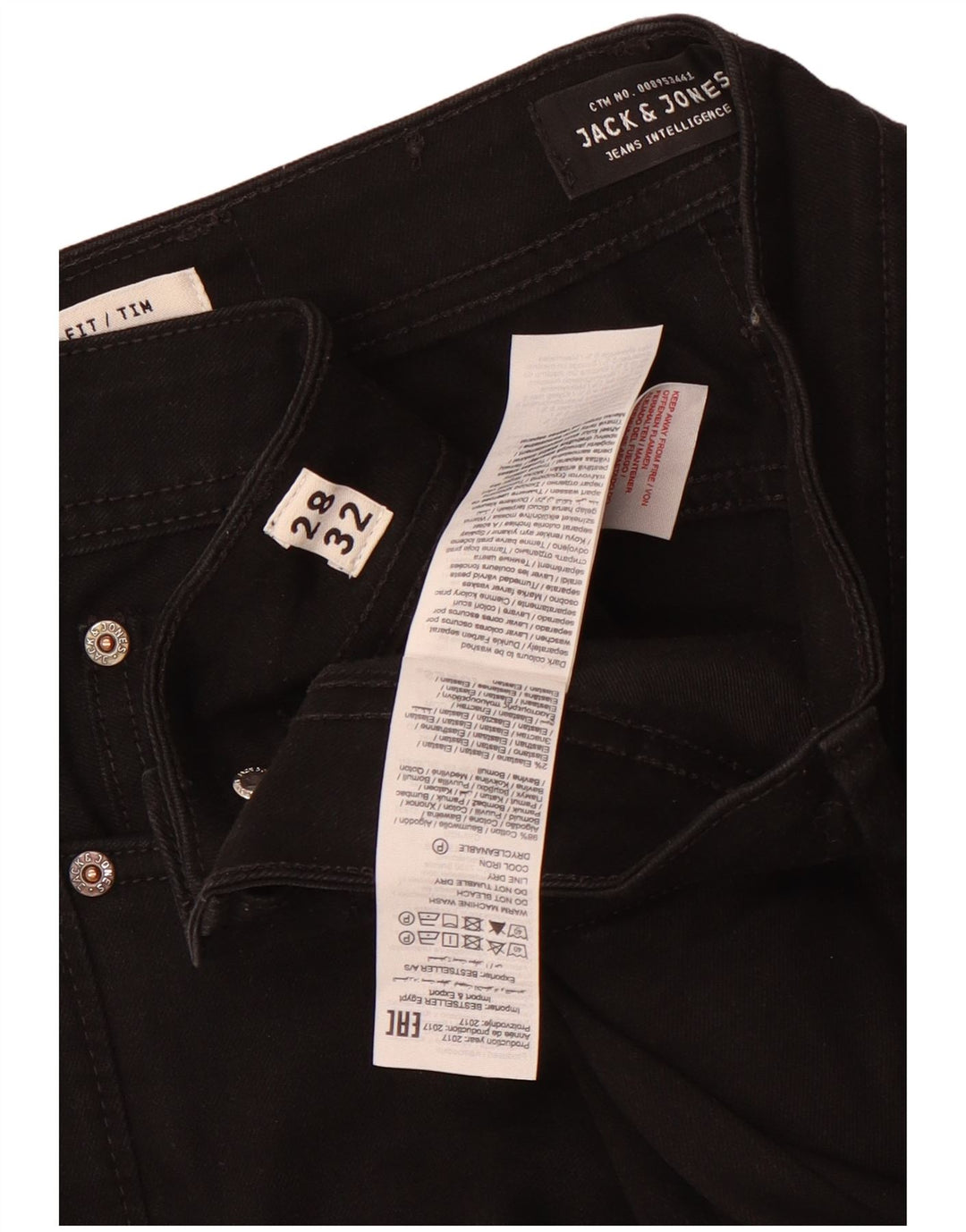 Blugi Jack & Jones Tim Slim pentru bărbați W28 L32 bumbac negru
