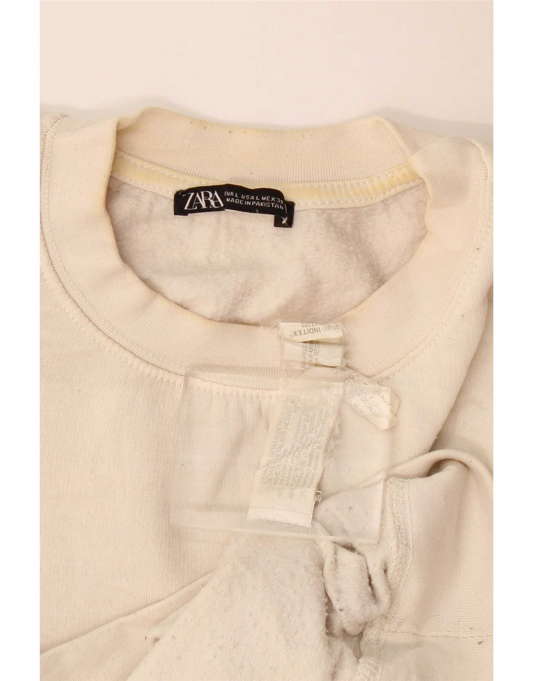 Pulover de hanorac pentru femei Zara UK 16 mare poliester alb