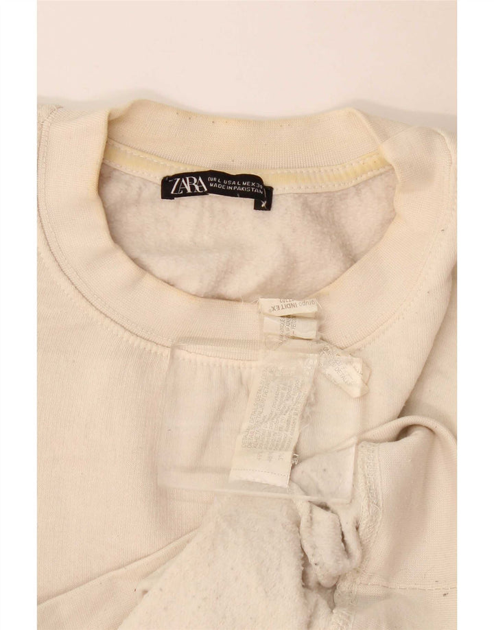 Pulover de hanorac pentru femei Zara UK 16 mare poliester alb