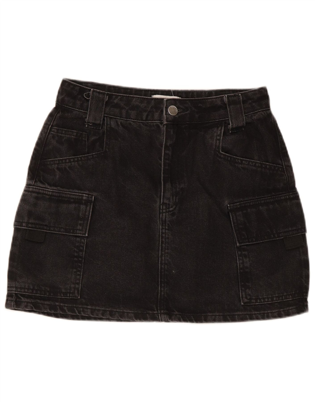 TOPSHOP Fusta Cargo Mini denim pentru femei UK 8 Small W26 Bumbac negru