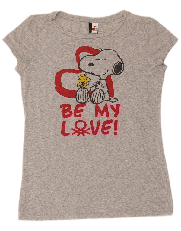 Tricou cu grafic Snoopy Benetton pentru femei Top UK 12 Medium Grey Flecked