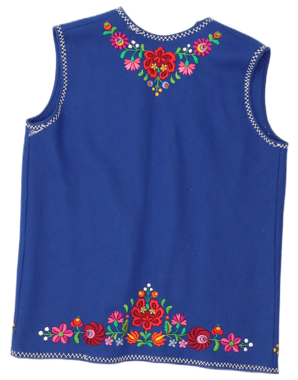 Top cardigan deschis fără mâneci vintage pentru femei UK 18 XL Albastru Floral