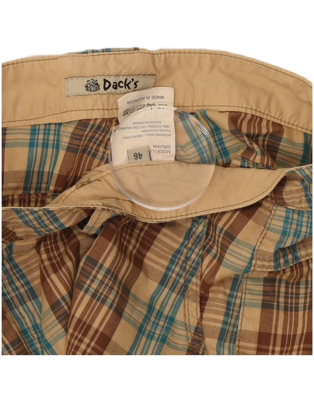 Pantaloni scurti chino Dack's pentru femei IT 46 Large W32 Brown Check Bumbac
