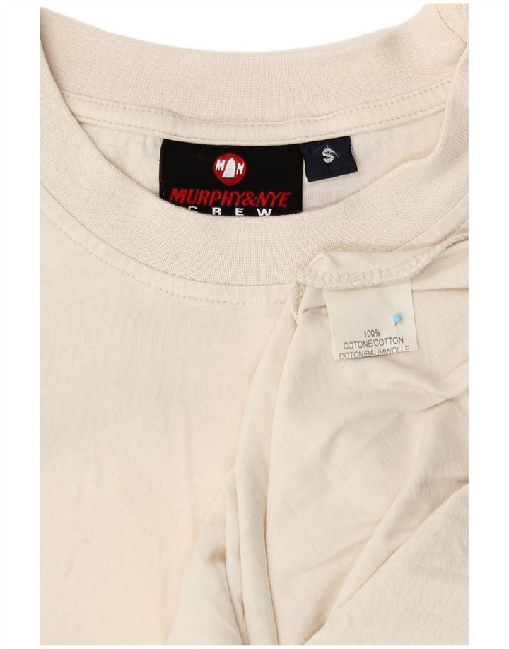 Murphy & Nye Top grafic pentru bărbați cu mânecă lungă din bumbac alb mic