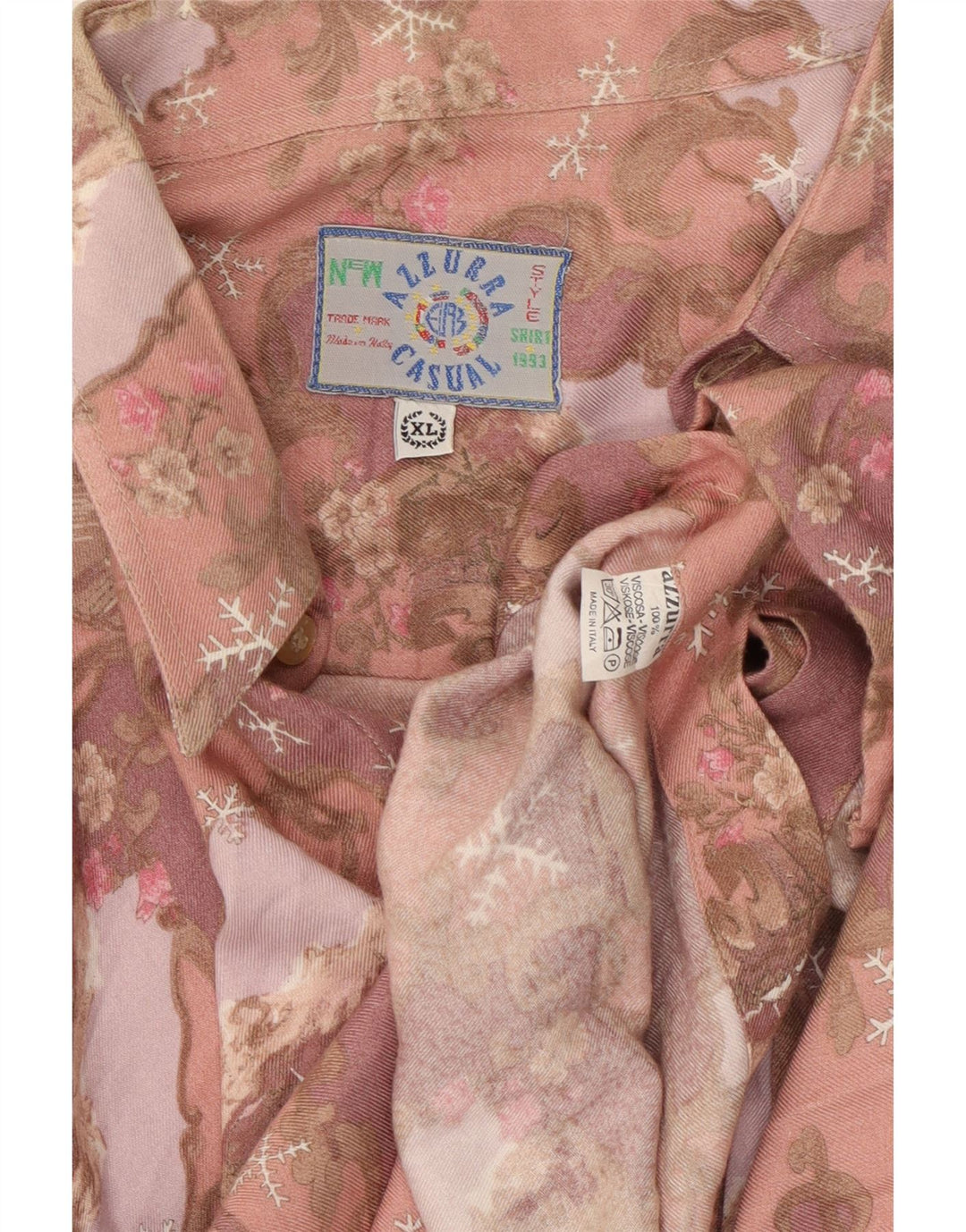 Cămașă Azzurra Bărbați XL Roz Floral Viscoză