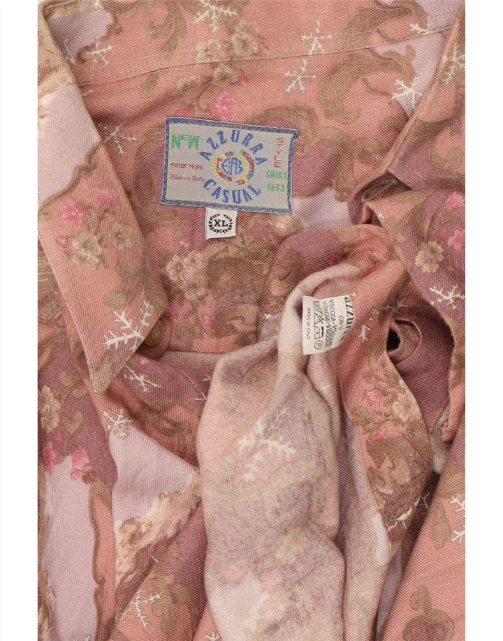 Cămașă Azzurra Bărbați XL Roz Floral Viscoză