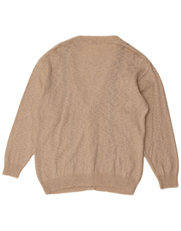 Pulover Vintage pentru bărbați cardigan IT 54 XL bumbac cu dungi bej