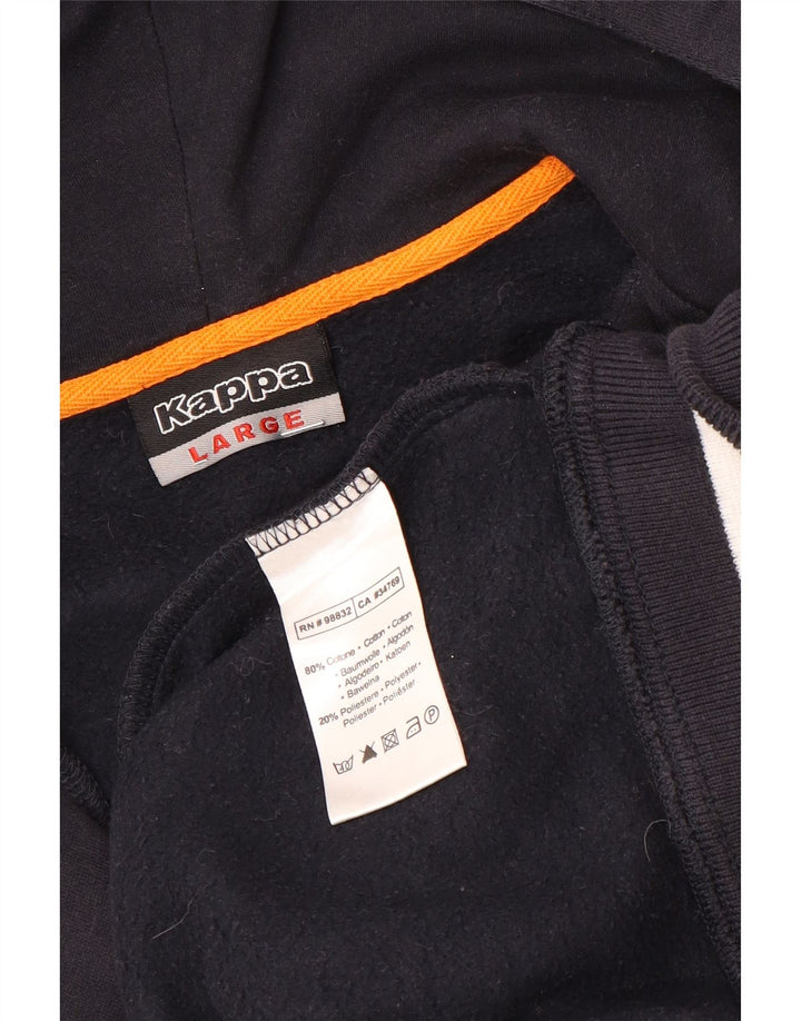 Kappa Pulover cu capota cu fermoar grafic pentru bărbați, bumbac mare, negru
