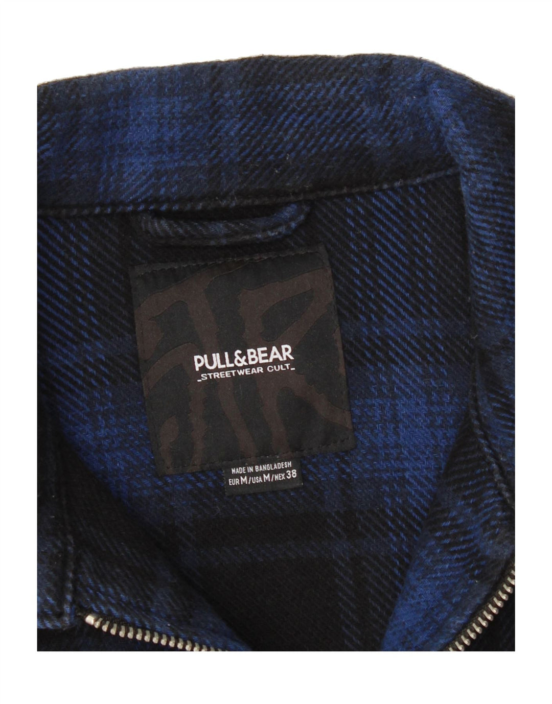 PULL & BEAR Mens Flannel Shirt Medium Blue Check Cotton Vintage Pull & Bear and Second-Hand Pull & Bear from Messina Hembry 