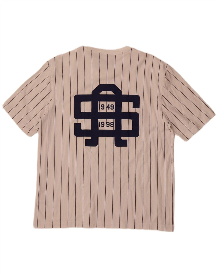 Tricou cu grafic pentru bărbați Adidas Top, mediu alb, bumbac cu dungi